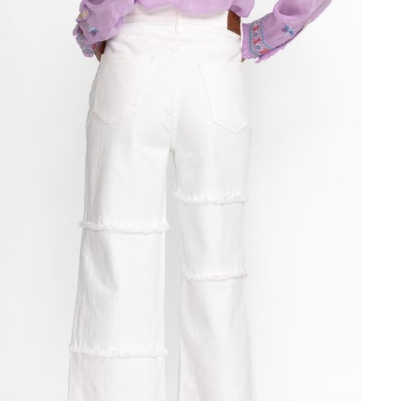 Johnny Was Sevilla Cropped Wide Leg Jean White Cotton Blend Denim Size 26 - Picture 2 of 14